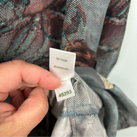 Garnet Hill Olivia A-Line 100% Silk Dress Floral Scoop Neck Short Sleeve Sz 04 - Picture 8 of 16